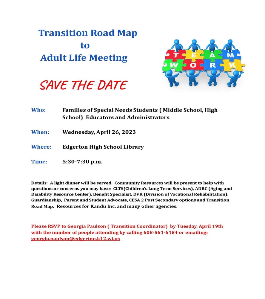Transition Road Map to Adult Life Meeting - Save the Date poster